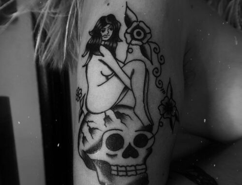 Lady on Skull Tattoo