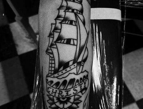Ship Tattoo on Forearm